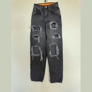 BDG Urban Outfitters Black High Rise Baggy distressed, ripped jeans, Size 25